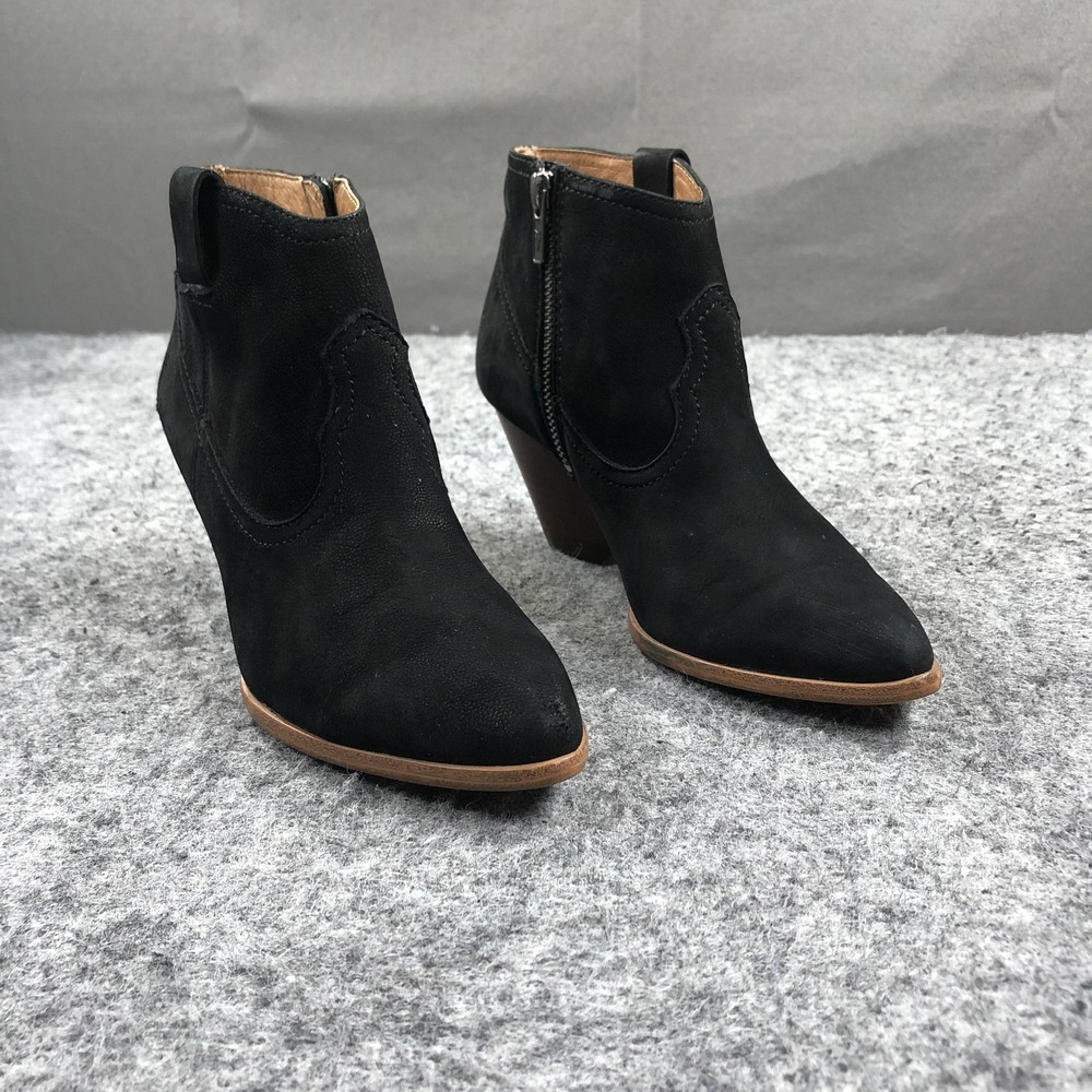Frye Reina Suede Ankle Boots Womens 6.5 Black Western Pointed Toe Zip Booties